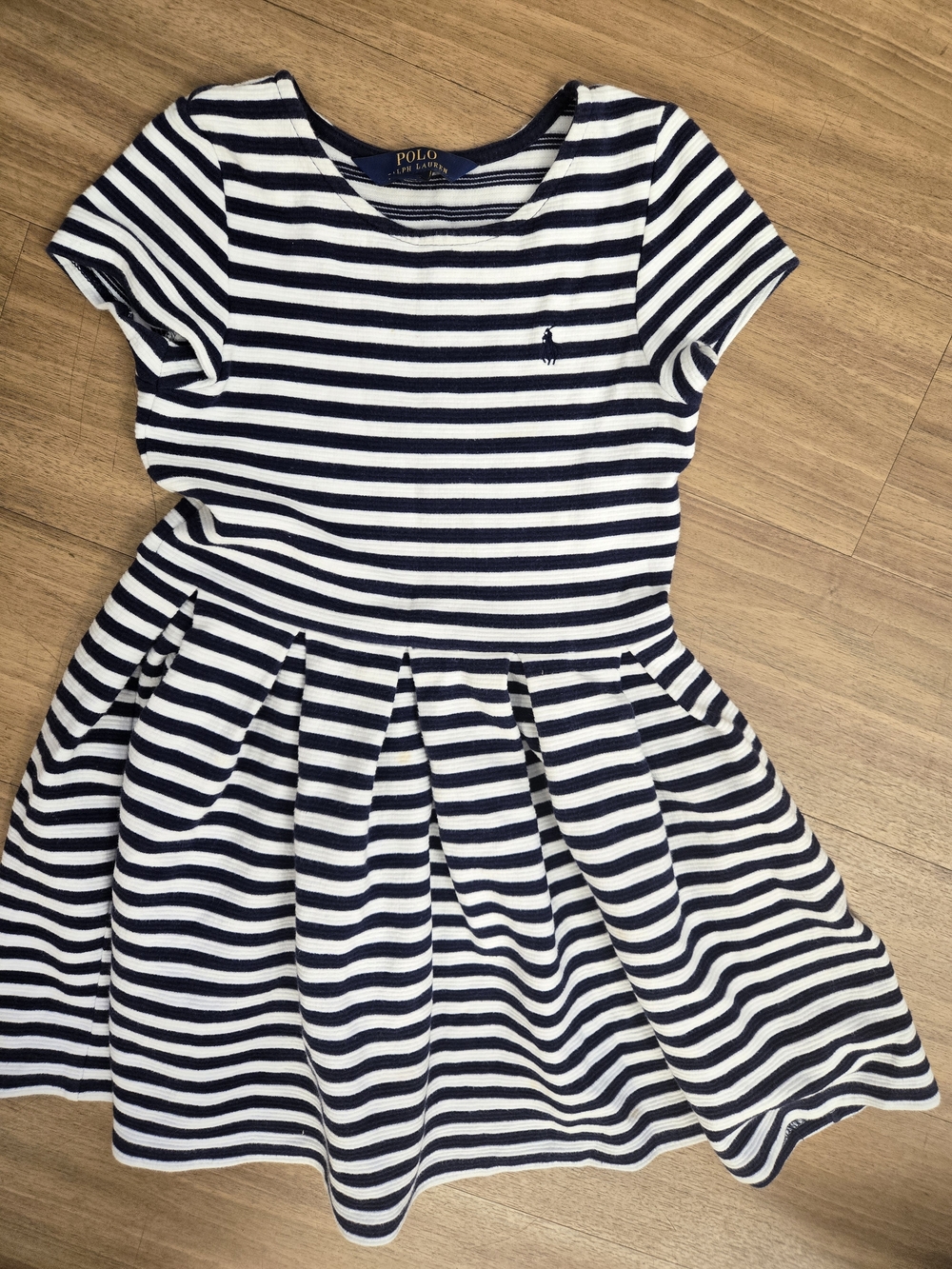 Polo by Ralph Lauren Navy and White Striped Knit Dress For Kids Girl Size 6X